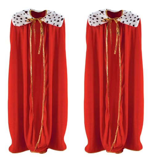 Beistle 2 Piece Adult King/Queen Polyester Fabric Robe with Fur Collar and Gold Trim Mardi Gras Halloween Costumes and Medieval Party Supplies