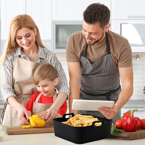 LYHOLKEER Air Fryer Silicone Liners for COSORI Air Fryer 9-in-1 5QT 5.8QT 6QT 6.8QT,2 Pcs Reusable Square Airfryer Liners for Ninja/Instant Pot Vortex Plus/Paris Hilton/Chefman/Cuisinart/Gourmia 6QT