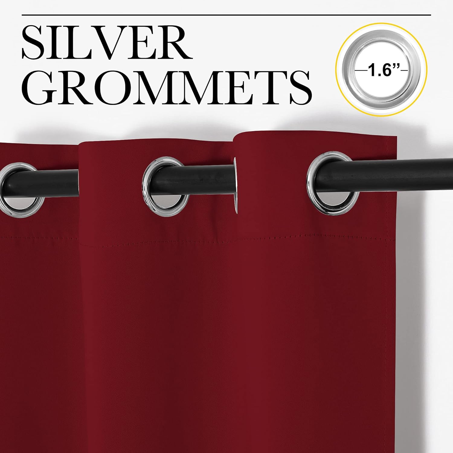 NICETOWN Blackout Curtains - Thermal Insulated Grommet Drapes for Living Room | Burgundy Red, 42 x 84 Inches