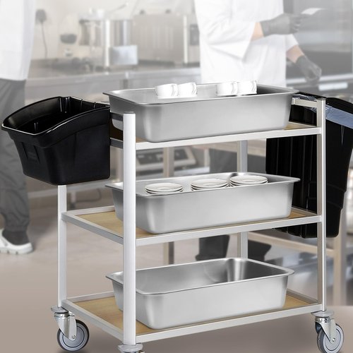 Tiangrid 4 Pack Stainless Steel Commercial Bus Tubs Food Grade Meat Processing Tubs Lug Wash Basin Tote Box for Dishwashing, Kitchen, Restaurant, Utility (13 L)
