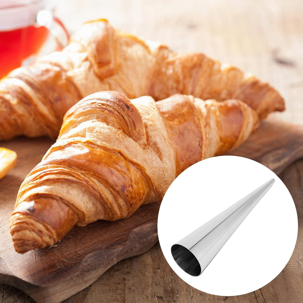 Skiennix Cream Horn Forms - 40 PCS Stainless Steel Cannoli Tubes with Cleaning Brush | 1.4 x 5.5 Inch Silver