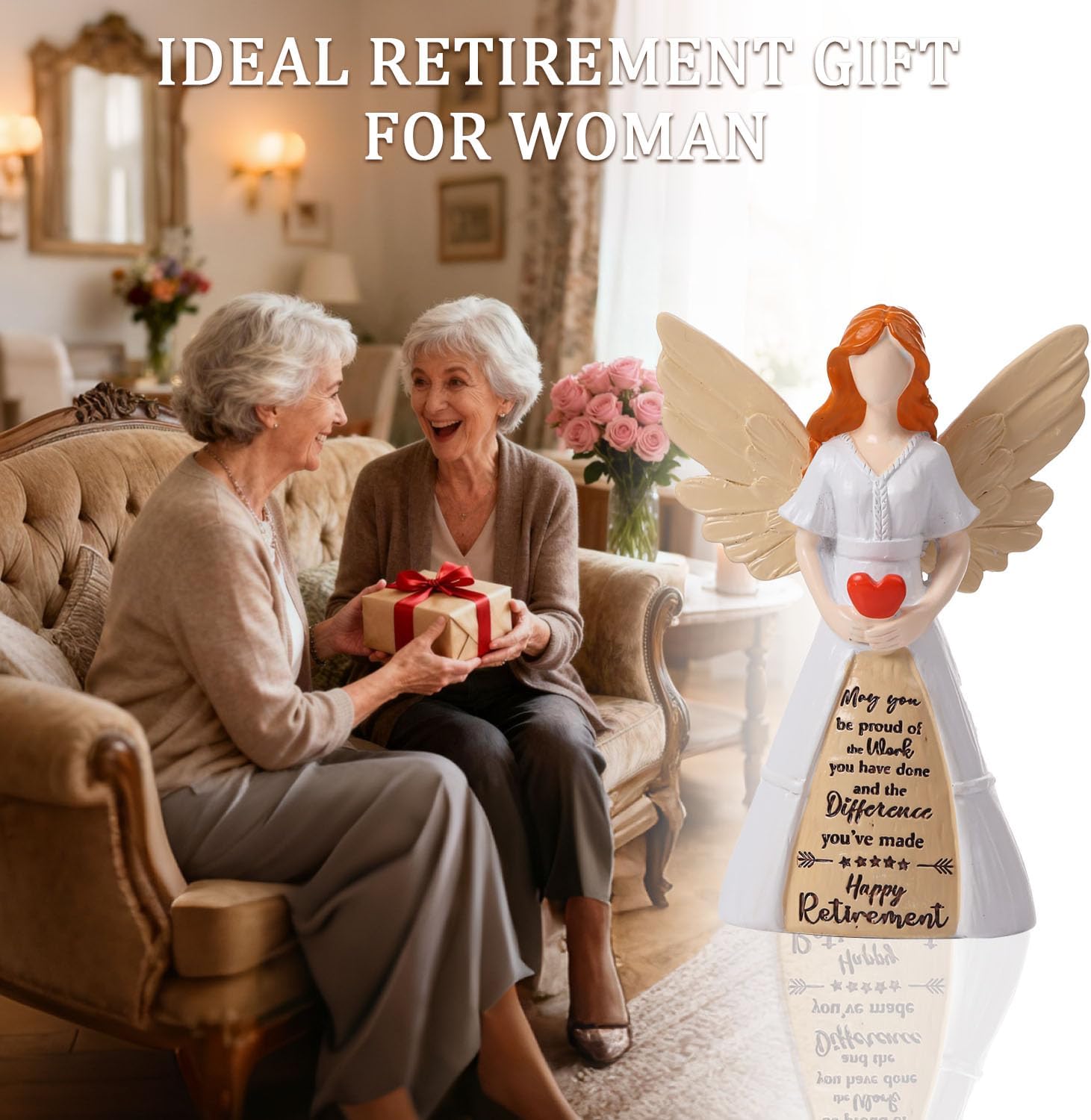 Regine Switzerland Retirement Angel Figurine - Handcrafted 8" Gift for Women | Perfect Retirement Party Decor