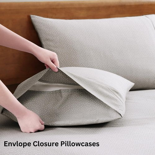LANE LINEN 100% Organic Cotton Queen Sheets - Soft & Comfy Luxury Percale Weave, 15" Deep Pocket, Snowdrop Color