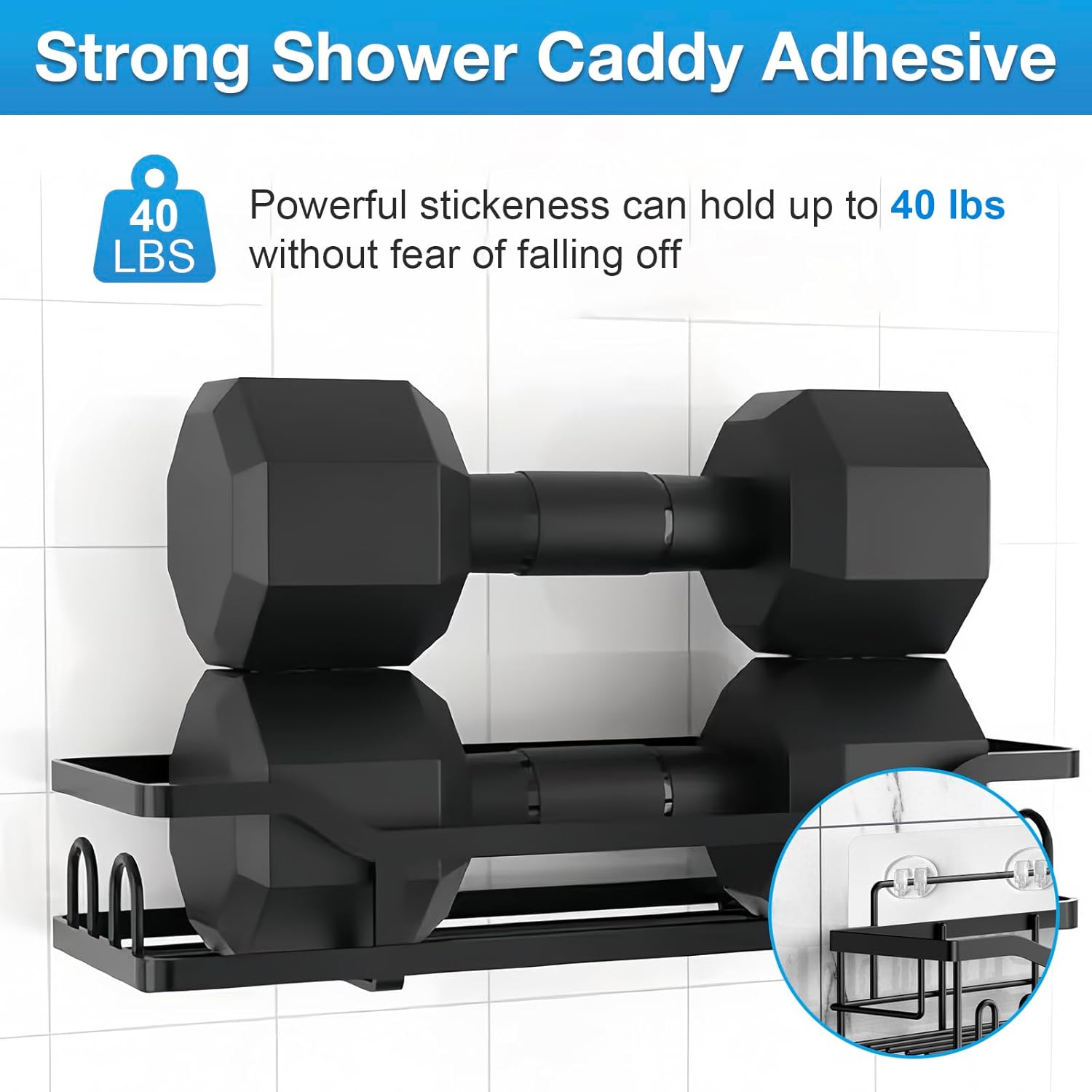 Skiennix Shower Caddy Adhesive Hooks - Strong Waterproof Replacement for Organizers | 14 Pcs Mix
