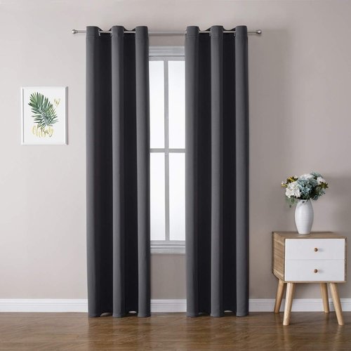 ChrisDowa Blackout Curtains - Thermal Insulated Room Darkening Panels for Bedroom & Living Room | Dark Grey, 42W x 84L