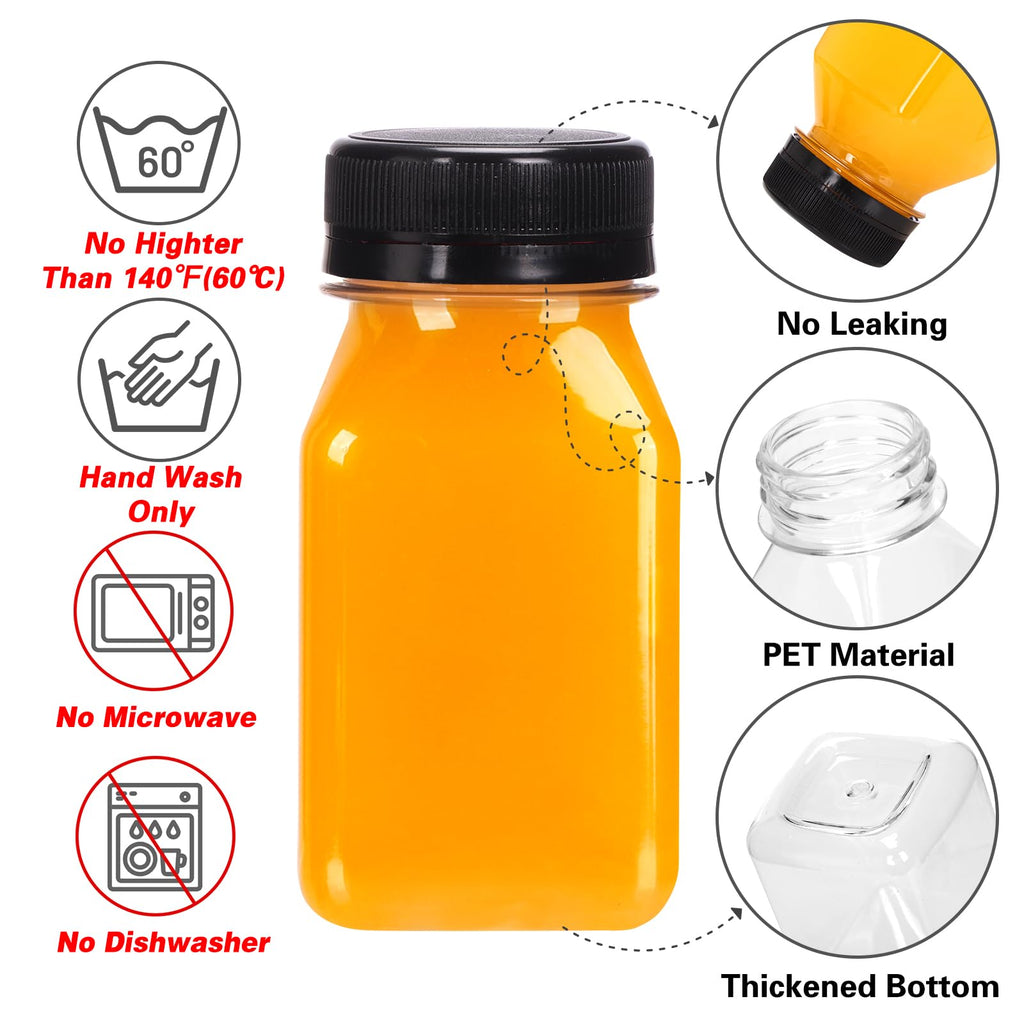 Moretoes 36pcs 4oz Juice Bottles, Small Plastic Bottles with Caps, Reusable Clear Containers with Lids for Juicing, Smoothie and Other Beverages