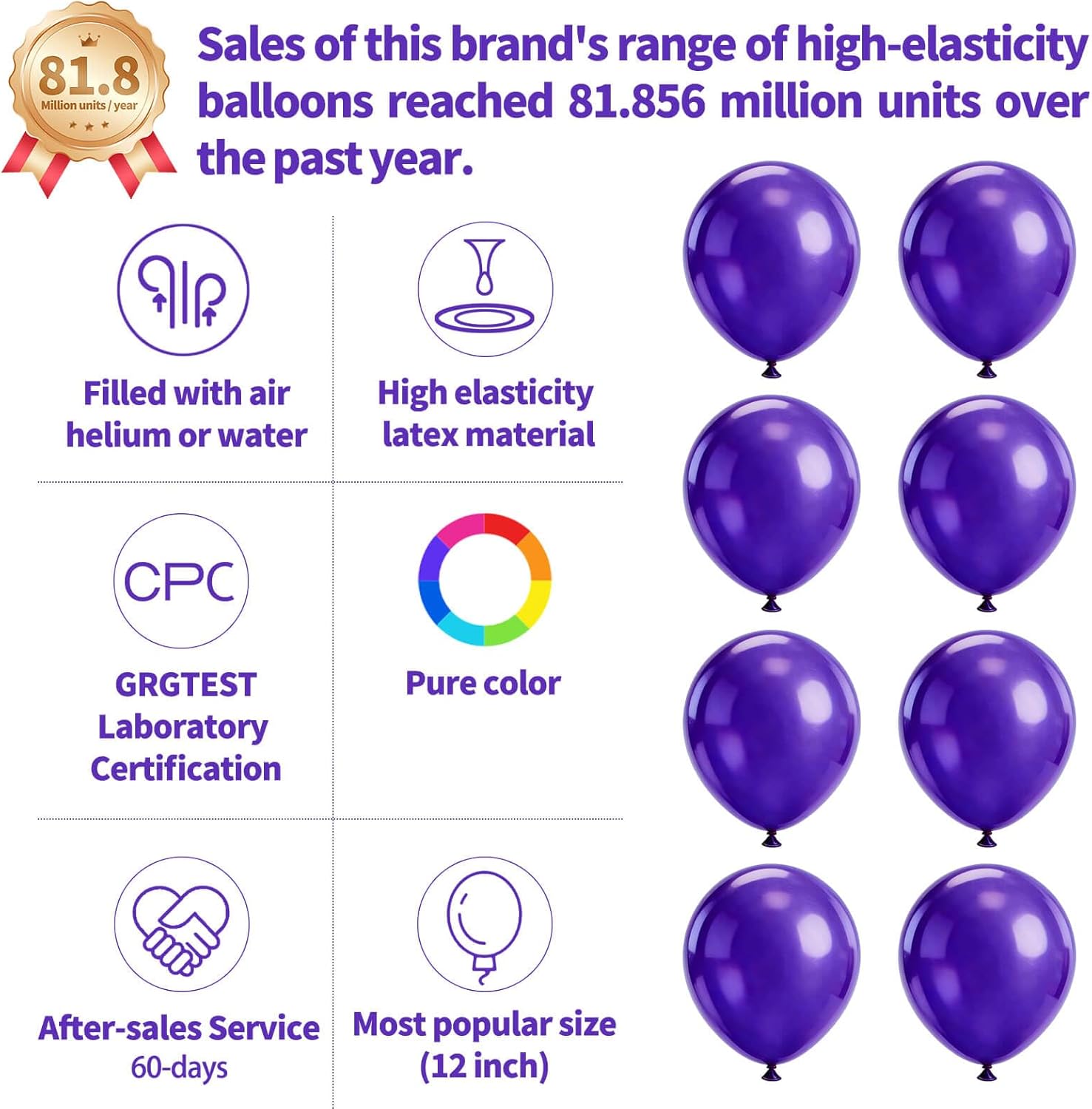 Purple Latex Balloons - 12 Inch | 110pcs for Birthday Party, Baby Shower & Wedding Celebrations