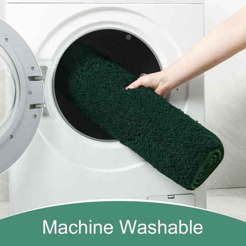 AROGAN Luxury Long Bathroom Runner Rug, 24x60 Inch Thick Soft and Absorbent Non Slip Bath Mat, Rubber Backing Quick Dry Rugs Carpets, Machine Washable Plush Mats for Shower Floor, Deep Green