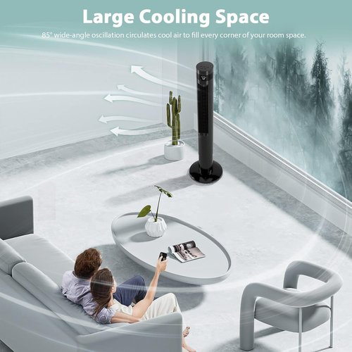 Antarctic Star Portable Tower Fan - 43'' Bladeless Oscillating Fan with Remote Control | Quiet 3-Speed Cooling