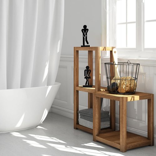 Litivy Rustic Wooden Bathroom Decor Signs - Set of 2 Farmhouse Style Restroom Decorations