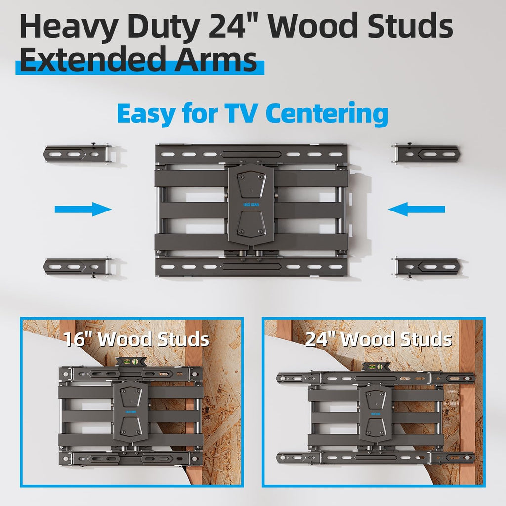 USX STAR Full Motion TV Wall Mount - Adjustable Swivel & Tilt for 42-86 Inch TVs, Max VESA 600x400mm, 110 LBS Capacity