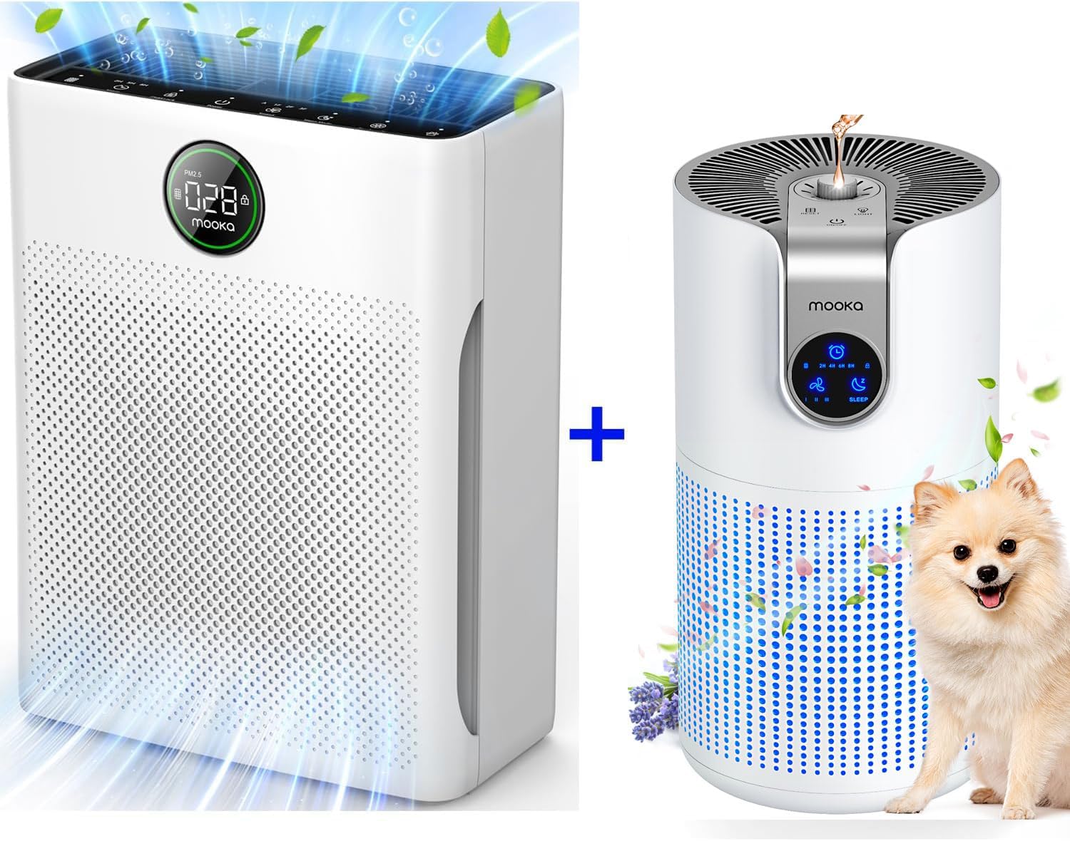 MOOKA H13 True HEPA Air Purifiers - 2 Pack for Large Rooms | Ideal for Pets, Dust, and Odor Removal