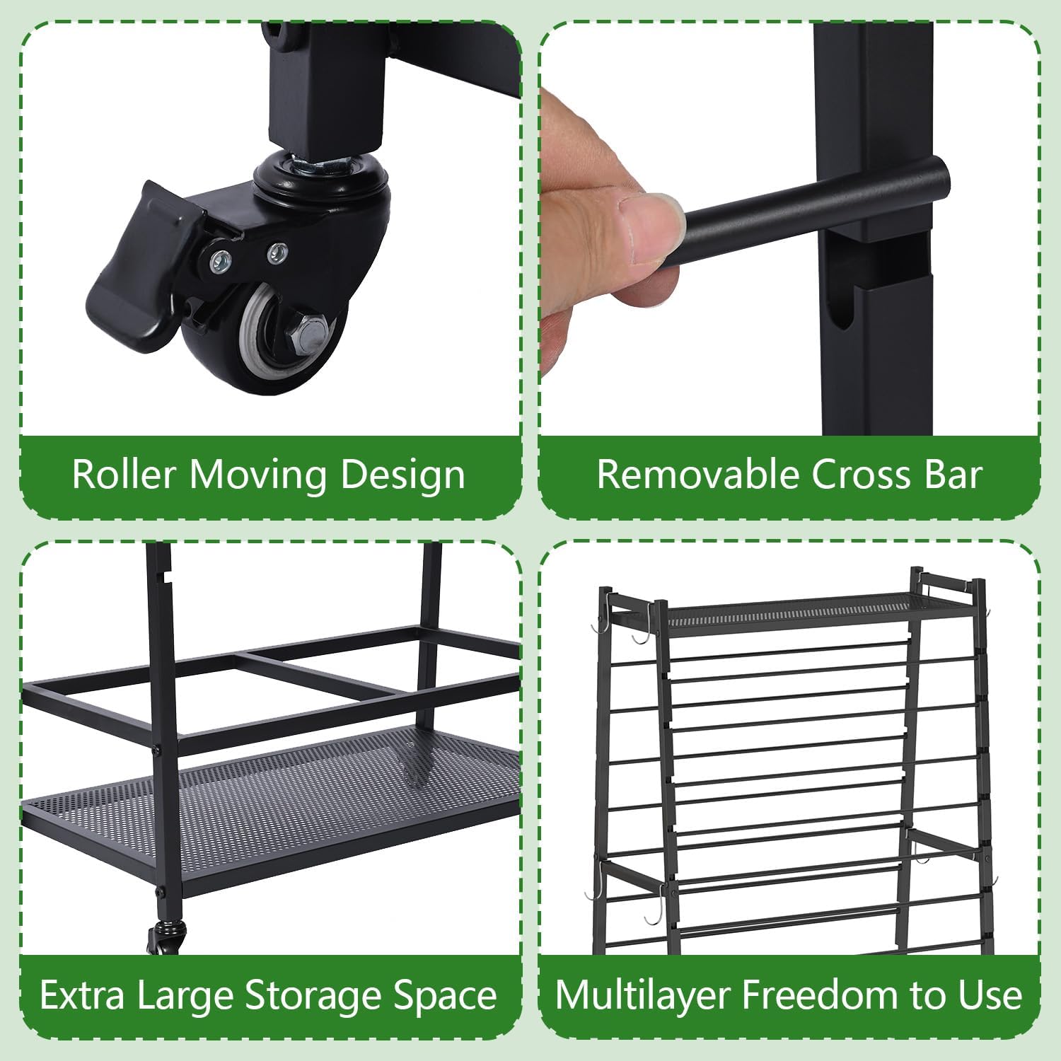Skiennix Ribbon Organizer - Double-Sided Rolling Rack for Large Capacity Gift Wrap Storage