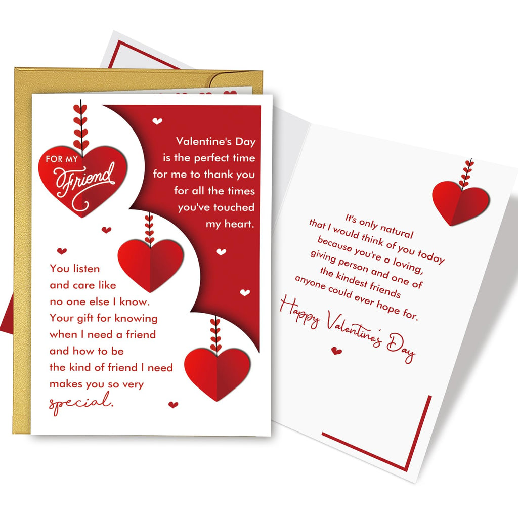 Supoeguk Heartfelt Valentine's Day Card for Friend, Romantic Best Friend Valentines Cards Gifts, You Are One of The Kindest Friends Anyone Could Hope for