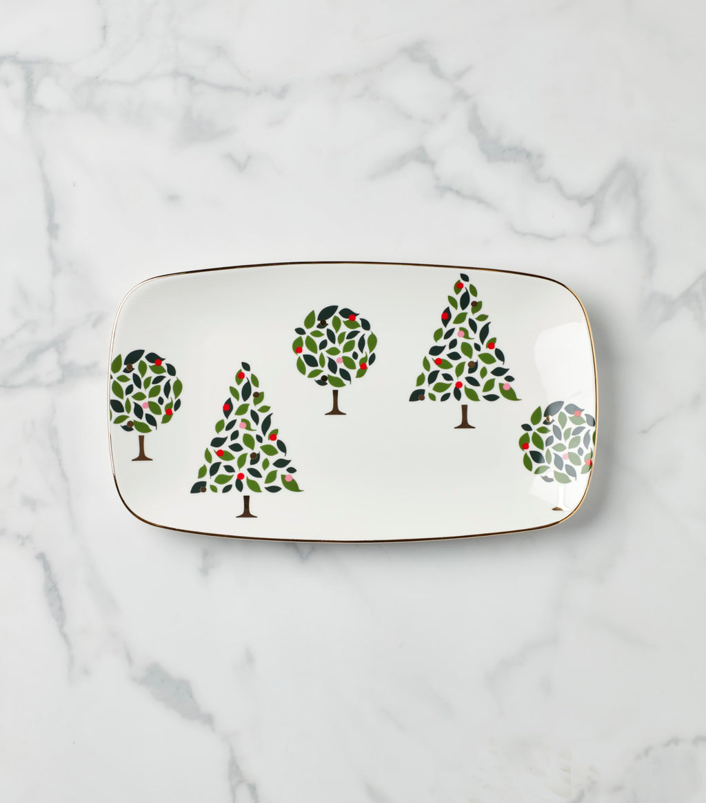 kate spade new york Evergreen Hors D'oeuvres Tray, 1 Count, White, Christmas & Holiday Hosting