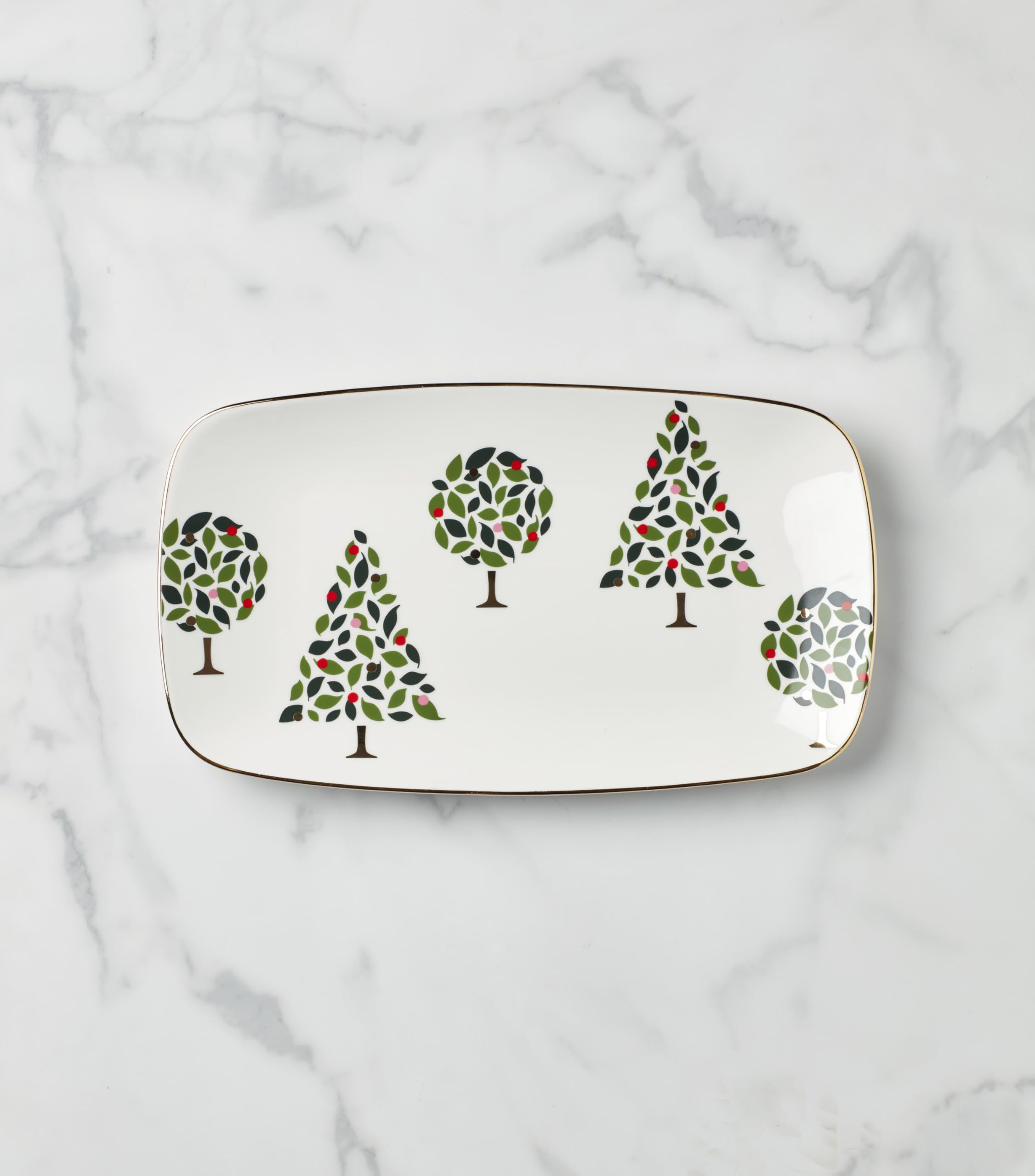 kate spade new york Evergreen Hors D'oeuvres Tray, 1 Count, White, Christmas & Holiday Hosting