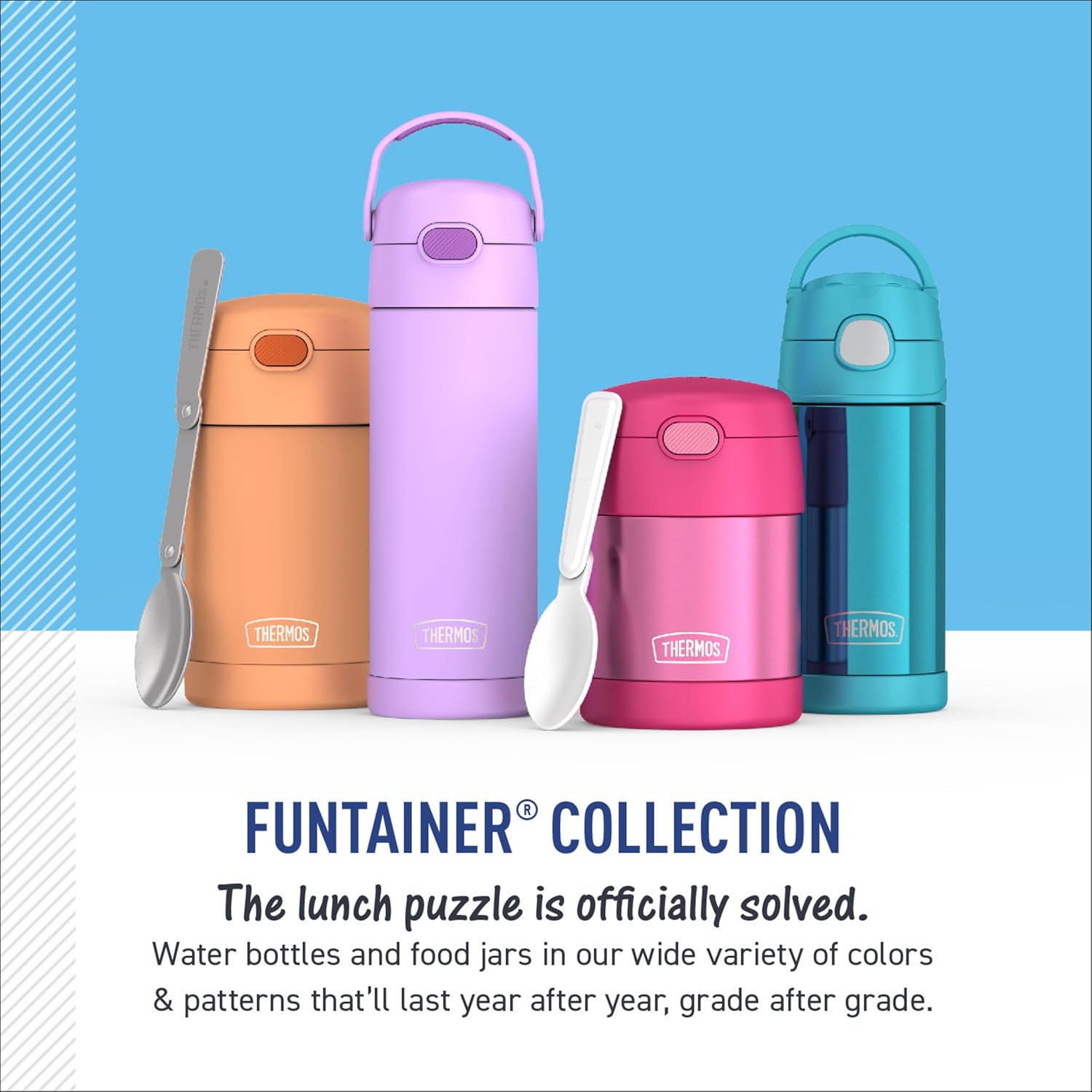THERMOS FUNTAINER Water Bottle - 12 Ounce Kids Stainless Steel Vacuum Insulated - Unicorn Blooms Design