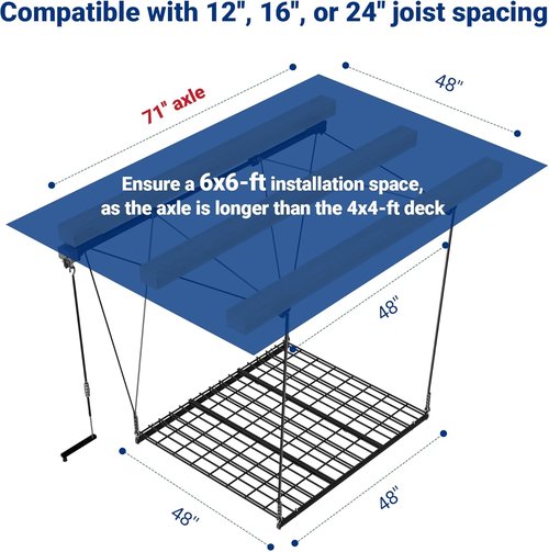 FLEXIMOUNTS GL1 Overhead Garage Storage Rack - Heavy-Duty 4x4 Ft Metal Ceiling Organizer, 350lbs Capacity, Black