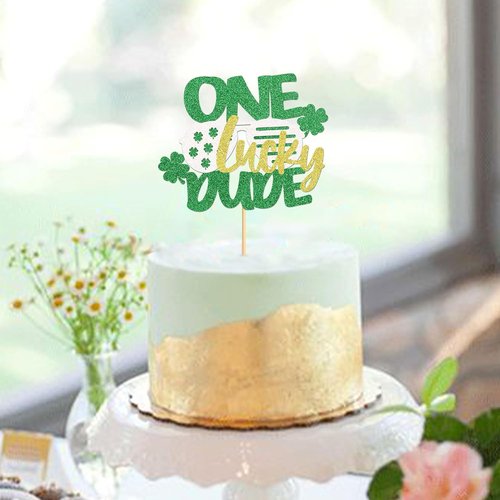Ercadio St. Patrick's Day Cupcake Toppers - Green Glitter Shamrock Picks for Festive Celebrations