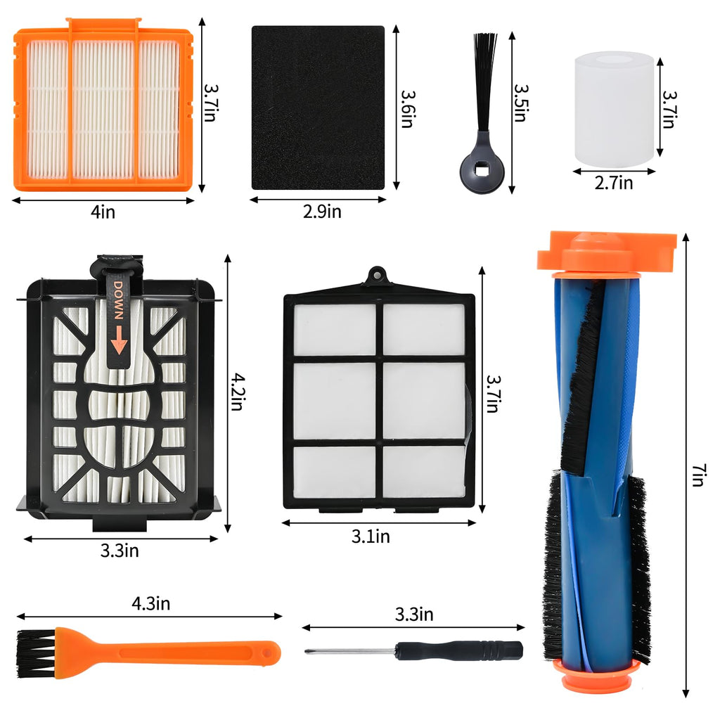 DovLazm Replacement Parts for Shark AI AV2501AE RV2502AE RV2610WA AV2501S RV2520 AOUS AV2510 AOUS AV2511AE Vacuum Cleaner,Accessory kits with Main Brush,Filters,Side Brushes,Pre Filter,Foam Filter ﻿