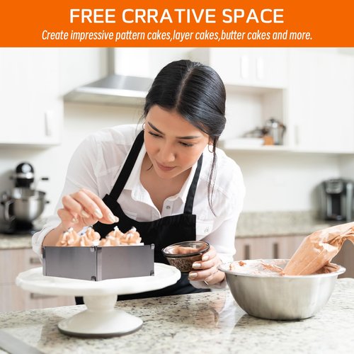 2 Pcs baking frames stainless steel mousse ring square retractable adjustable cake pan baking tools - baking pan square adjustable baking frame cake frame high 1.97in