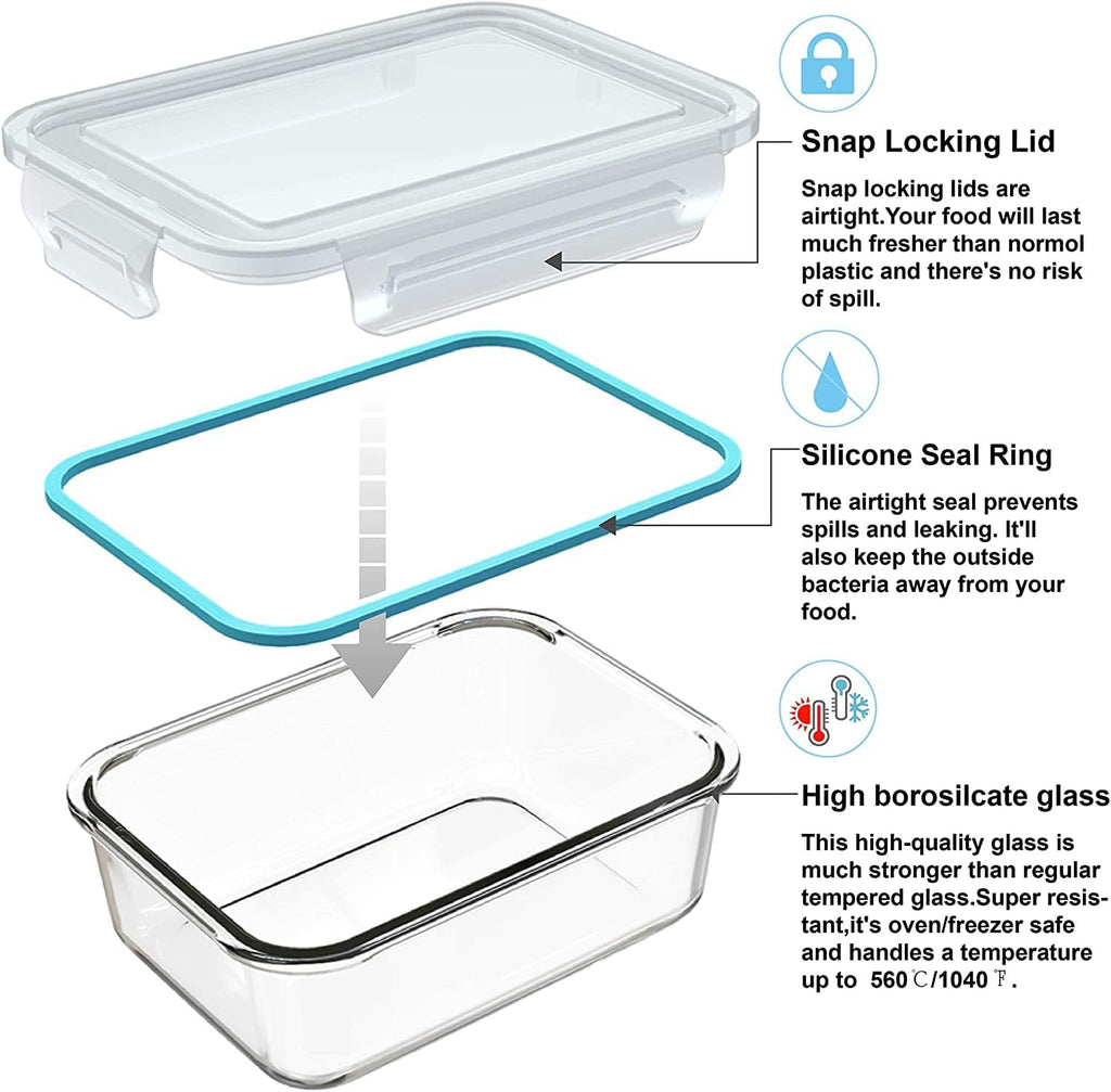 S Salient 18-Piece Glass Food Storage Containers - BPA-Free & Leak-Proof Meal Prep Set | Includes 9 Lids & 9 Containers