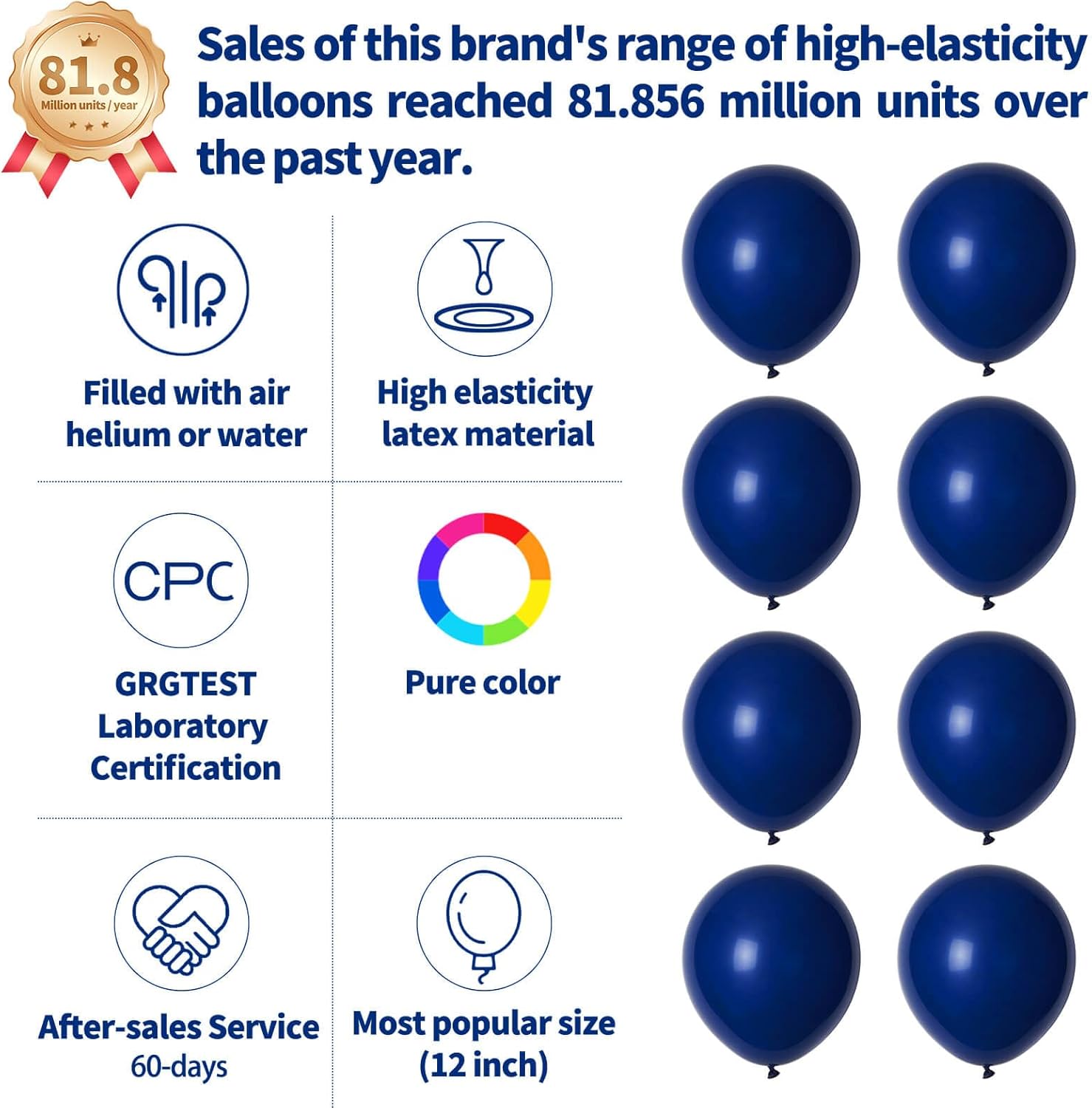 Skiennix Navy Blue Balloons - 12 Inch Latex Balloons for Birthday Parties & Baby Showers | 110 Pack