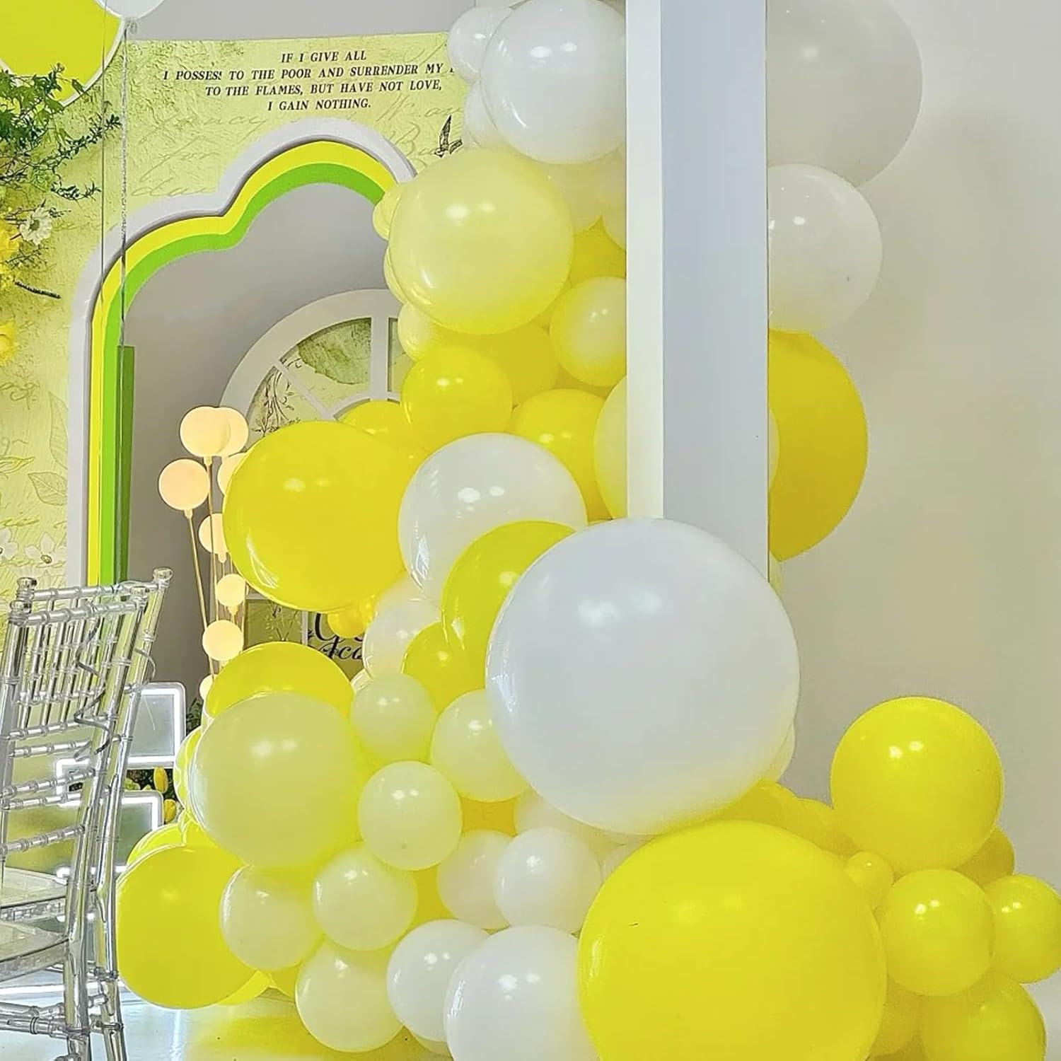Voircoloria Pastel Yellow Balloon Garland Kit - 130pcs Latex Balloons in Various Sizes for Parties & Events