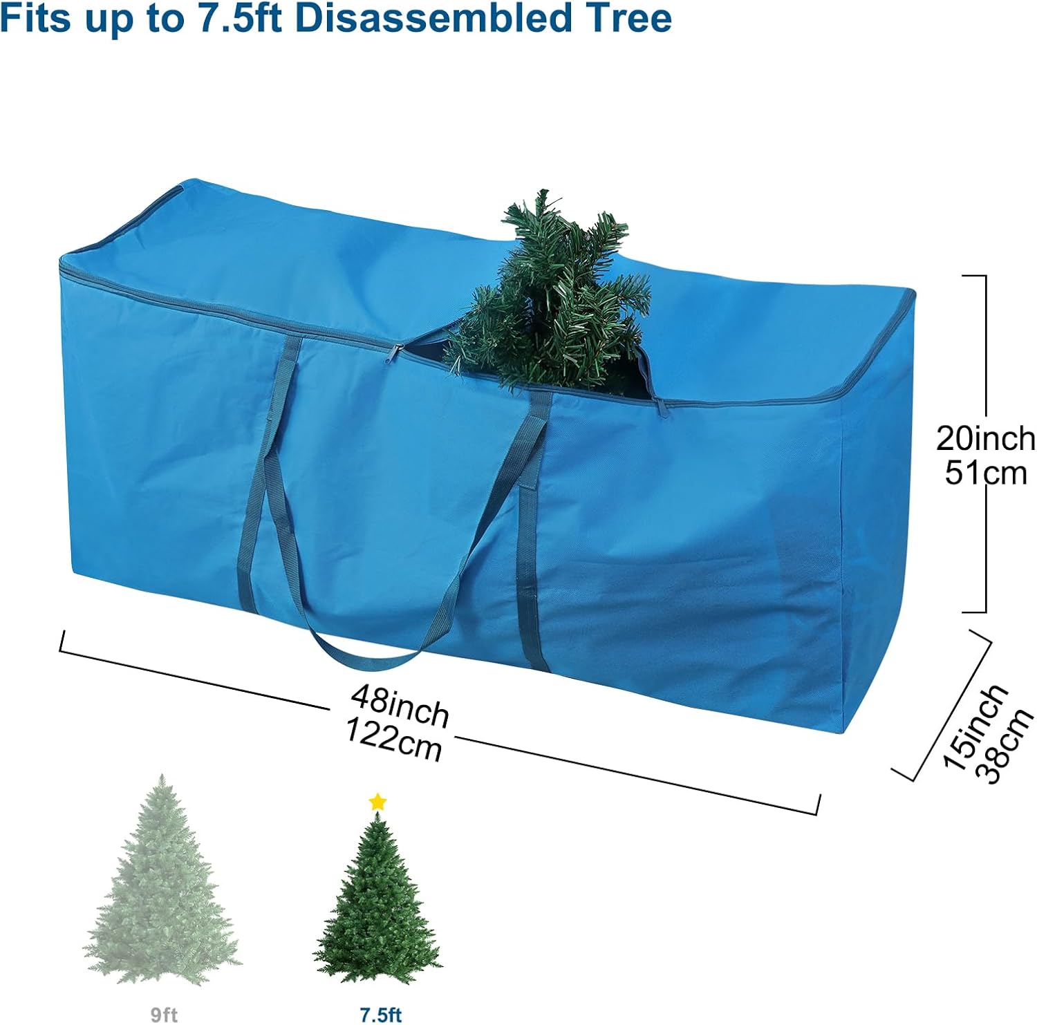 Regine Switzerland Christmas Tree Storage Bag - Fits Up to 7.5 ft Tall Trees | Durable Cloth with Reinforced Handles & Dual Zippers