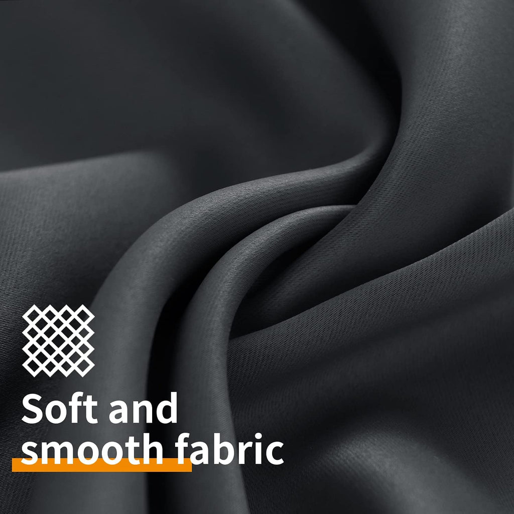 YoungsTex Blackout Curtains - Room Darkening Thermal Insulated Drapes, 63 Inch Long, Dark Grey, 2 Panels