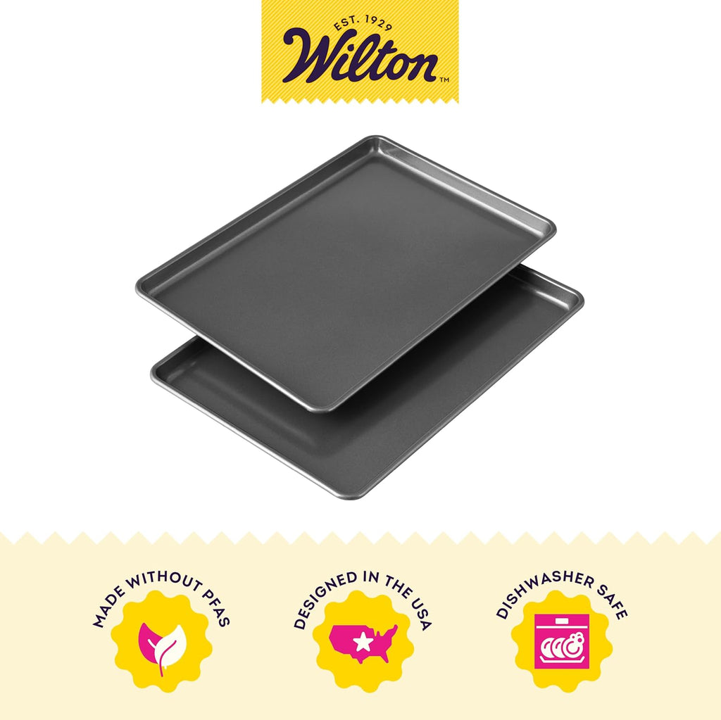 Wilton Easy Layers Sheet Cake Pan Set - 2-Piece Rectangle Baking Sheets | Durable Steel Construction
