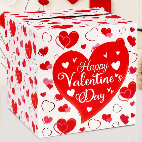 Adecortalk Valentines Card Box Happy Valentine's Day Box Valentines Gift Boxes with Heart Design for Kids Valentines Classroom Party Favor School Classroom Exchange Gifts