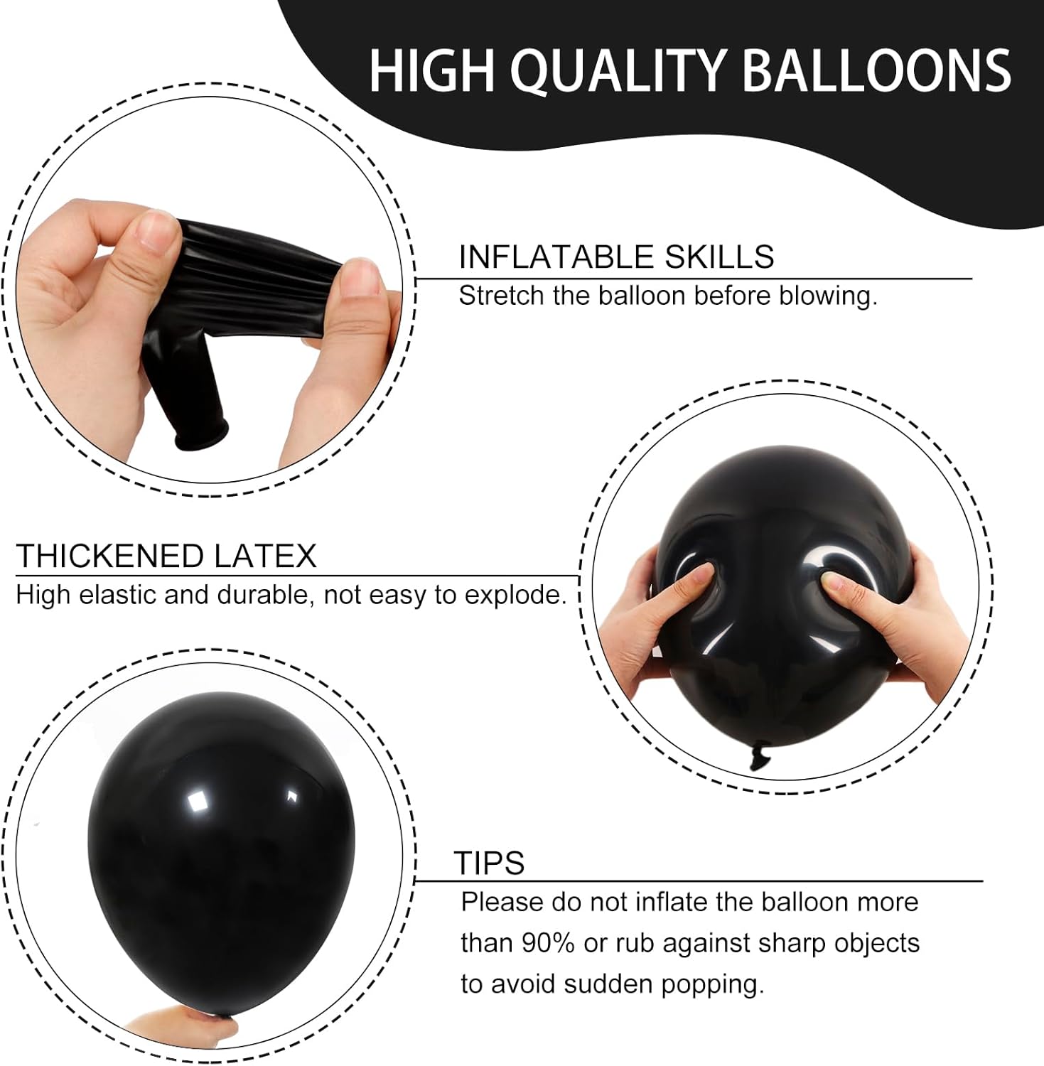 RUBFAC Black Balloons - 129-Piece Latex Balloon Arch Kit for Halloween & Party Decor | 5-12 Inch Sizes