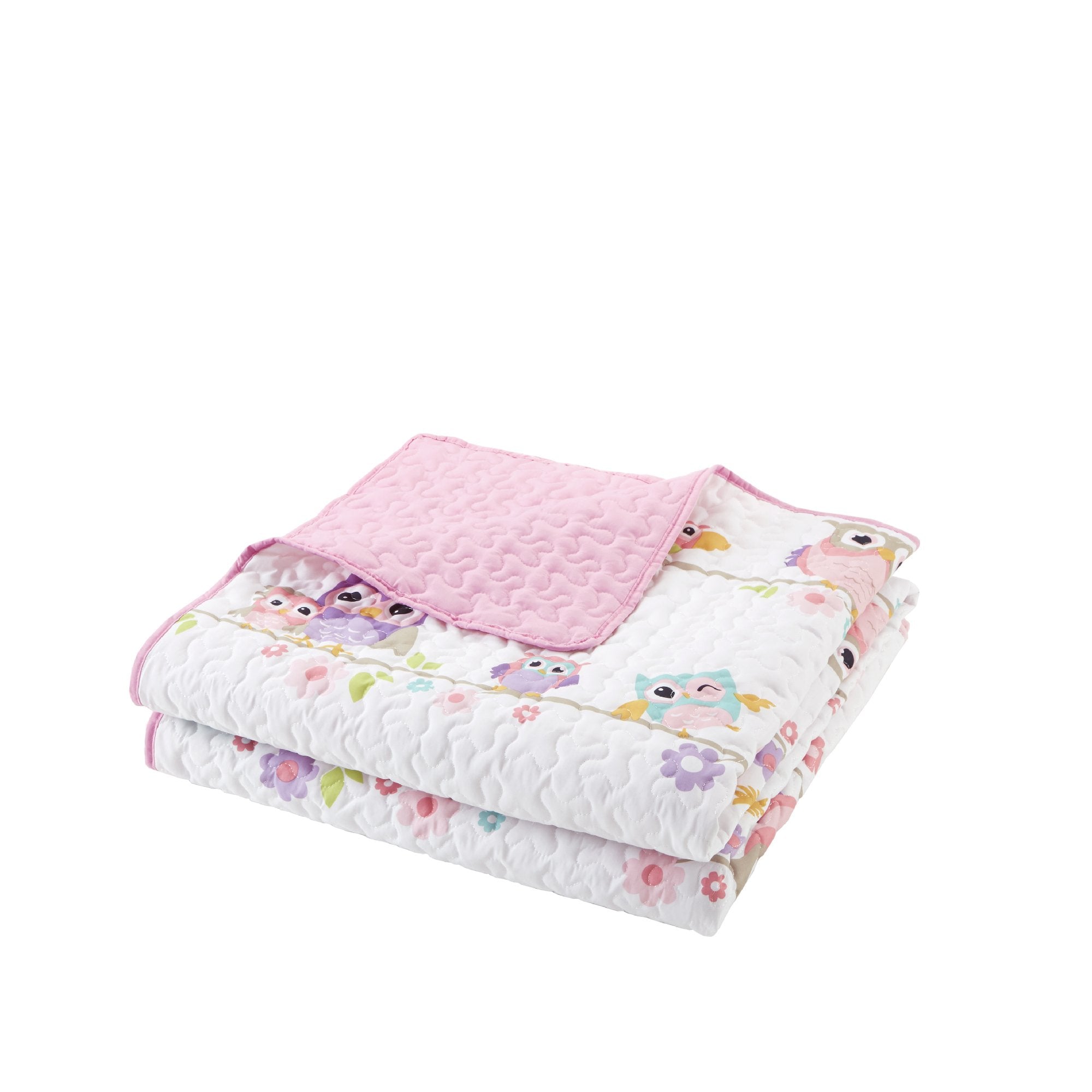 Comfort Spaces Quilt Set Novelty Design All Season Lightweight Coverlet Bedding Bedspread Kids, Teens Girls Bedroom Decor, Howdy Hoots Owl Pink, Full/Queen, 3 Piece
