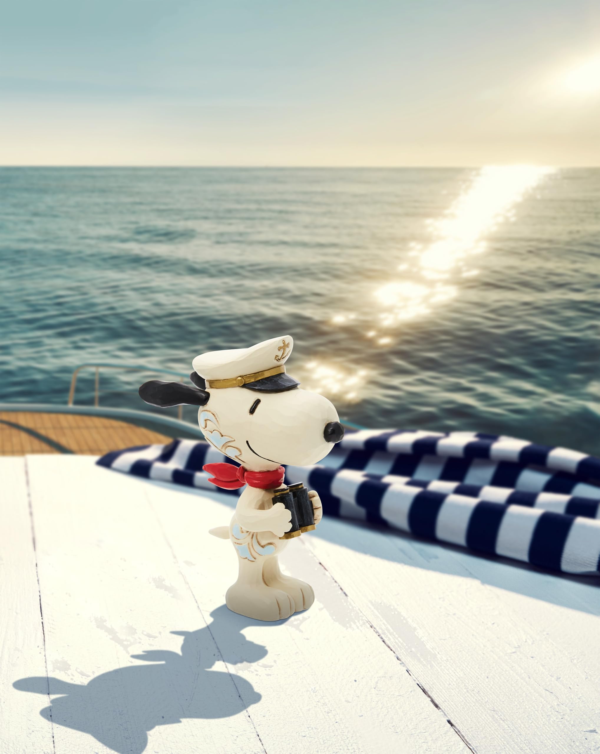Enesco Peanuts Collection by Jim Shore Snoopy Sailor Captain Miniature Figurine- Stone Resin Hand Crafted Painted Collectible Peanuts Snoopy Mini Figurines Home Decor Statue, 3.5 Inch