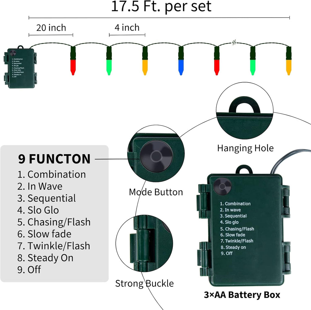 Skiennix Battery Operated Christmas Lights - 50 LED Mini String Lights | 18 Feet, 8 Modes, Waterproof for Indoor & Outdoor Holiday Decor