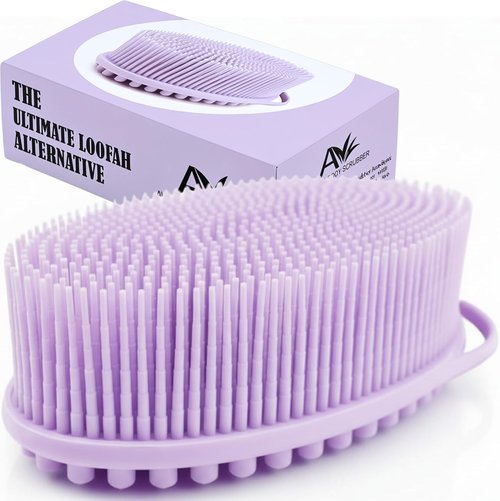 Avilana Premium Silicone Body Scrubber - SGS Certified Dual-Sided Bath Brush for Sensitive Skin | Quick-Dry Exfoliating Loofah Alternative