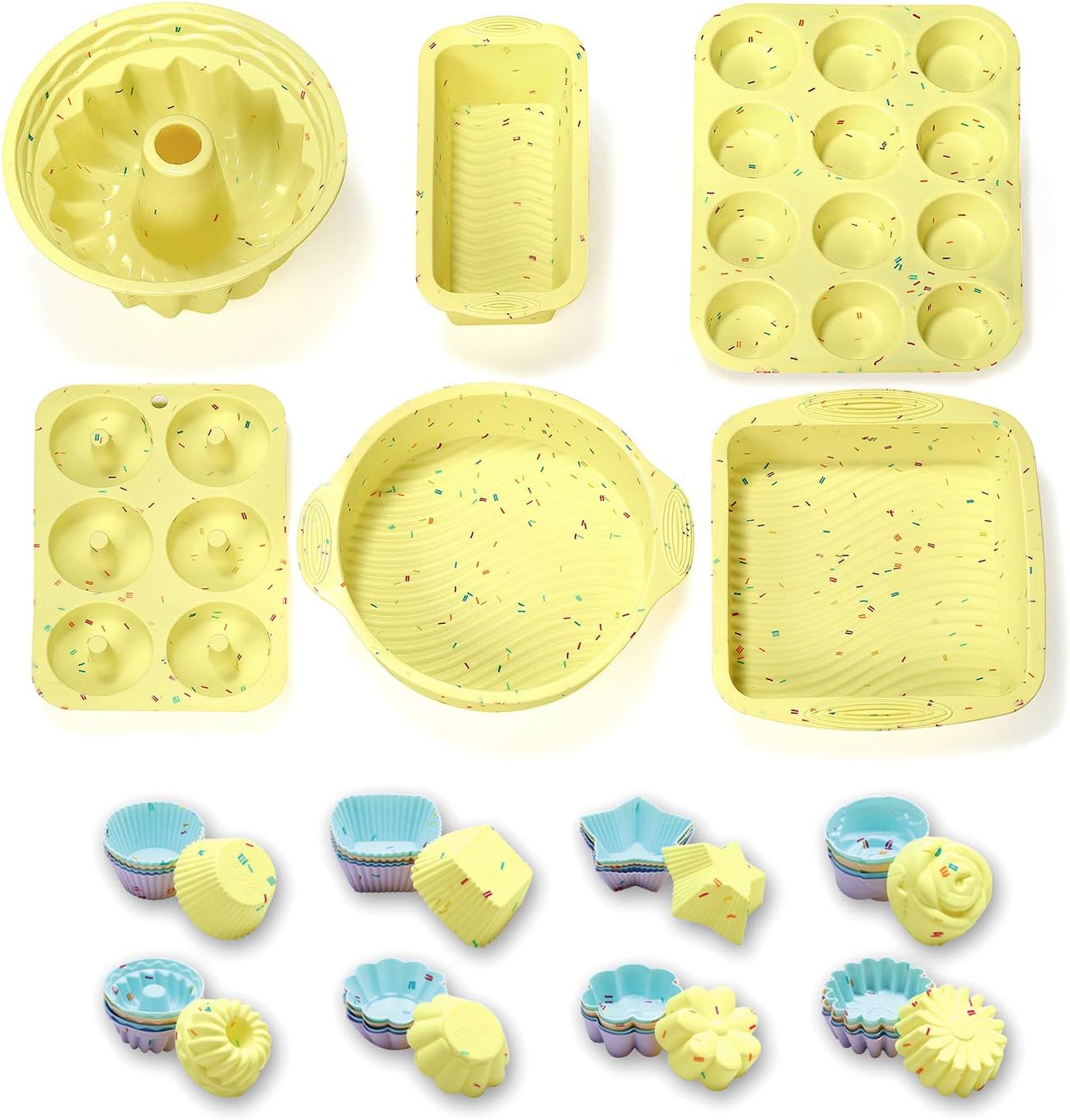 Skiennix 46PCS Silicone Bakeware Set - Versatile Molds for Cakes, Muffins, and Cupcakes | Durable & Easy to Clean
