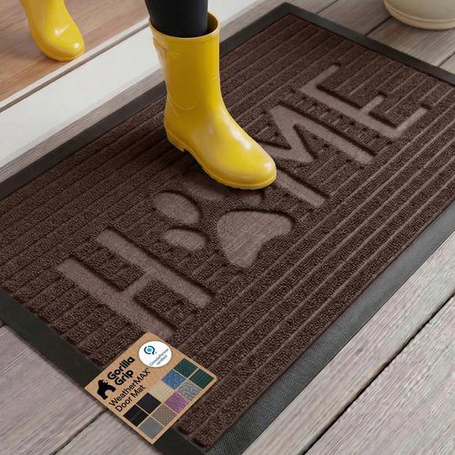 GORILLA GRIP Waterproof All-Season WeatherMAX Doormat | 35x23 Natural Rubber, Stain & Fade Resistant, Easy Clean Espresso
