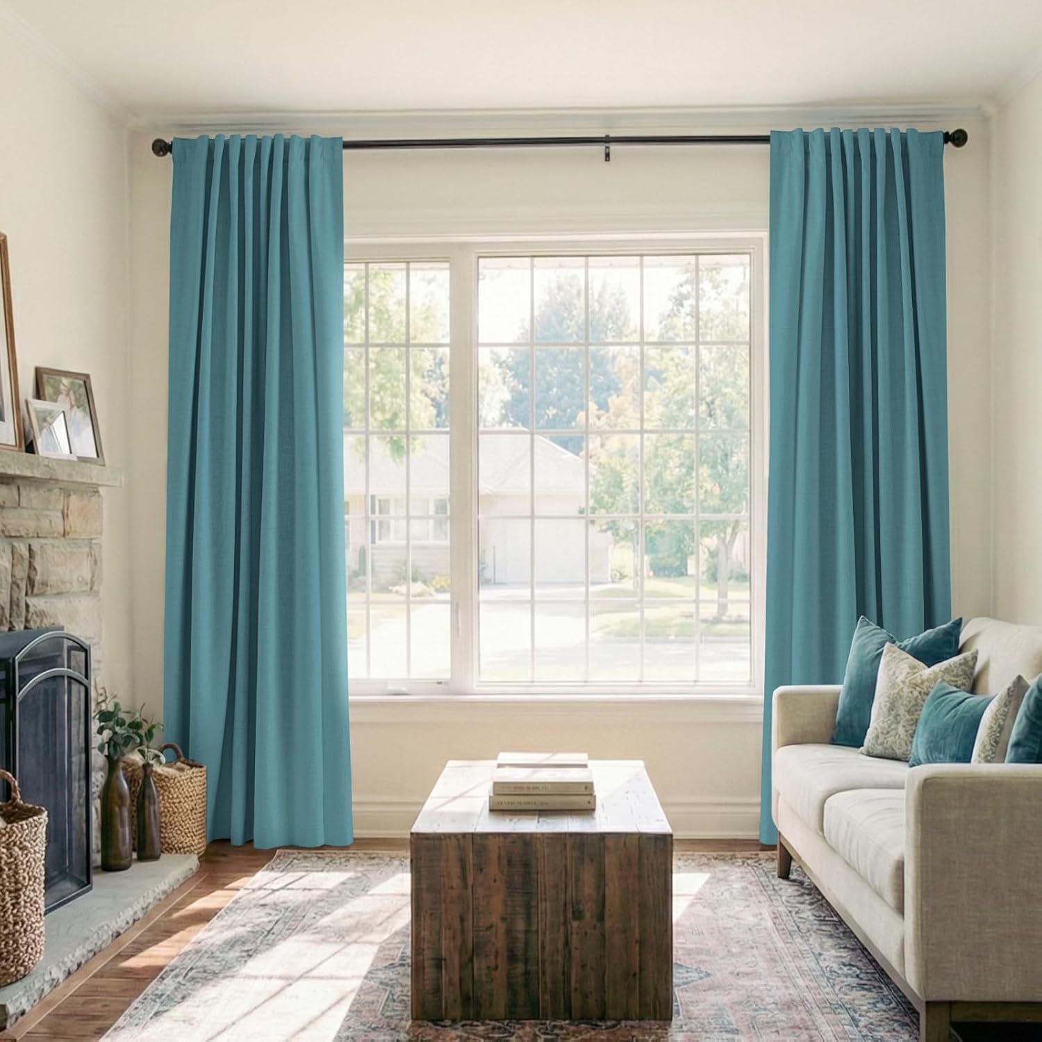 Skiennix 100% Blackout Curtains - Thermal Insulated Drapes for Bedroom | 50" W x 90" L, Dark Cyan