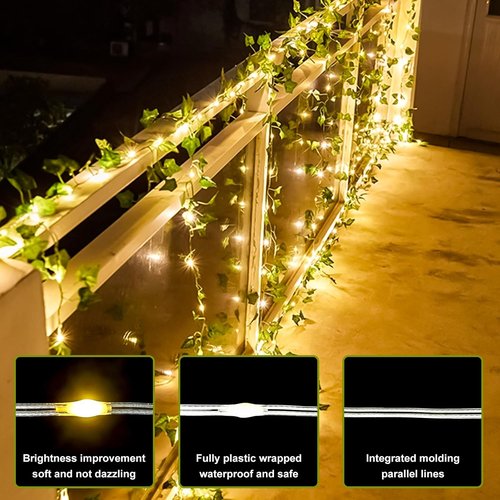 HXWEIYE Artificial Ivy Greenery Garland - 12 Pack with 200 LED Fairy String Lights | Perfect for Wedding & Garden Decor