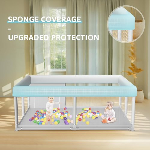 Hiaksedt Large Baby Playpen - Sturdy Safety Play Yard for Indoor & Outdoor Use | 65x50 Inch with Zipper Gate