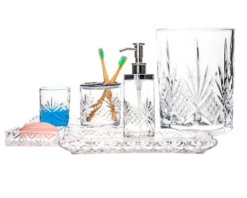 Godinger Bathroom Tumbler Cup Glass, Water Glass, Toothbrush Holder - Dublin Crystal Collection, 7oz