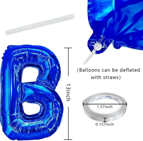 Happy Birthday Balloon Banner Set by [Brand Name] - 16-Inch Dark Blue Foil Letters | Reusable Party Decorations