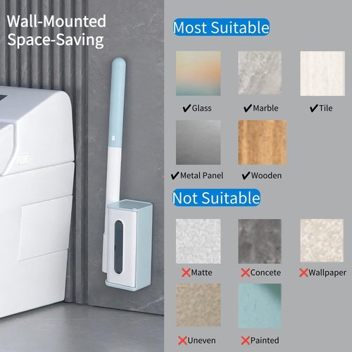 Disposable Toilet Brush Cleaning System, Includes 56 Detergent Refills, Hygienic Replaceable Brush Heads, Wall-Mounted Rotating Holder Set, Bathroom Maintenance, Toilet Cleaner