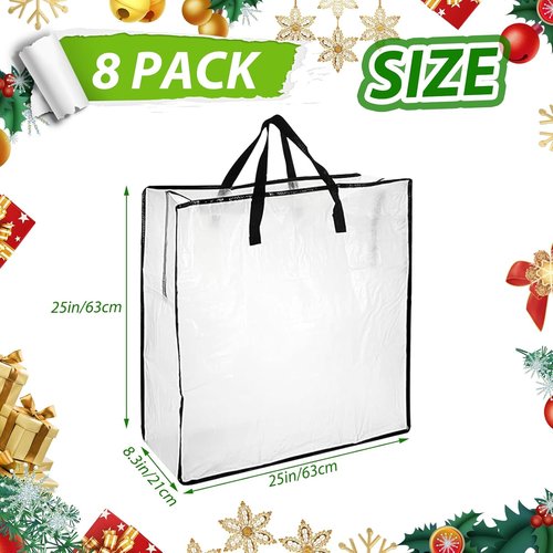 Clear Wreath Storage Container by [Brand Name] - 24 Inch with Zipper & Sturdy Handles | 8 Pack for Seasonal Decor