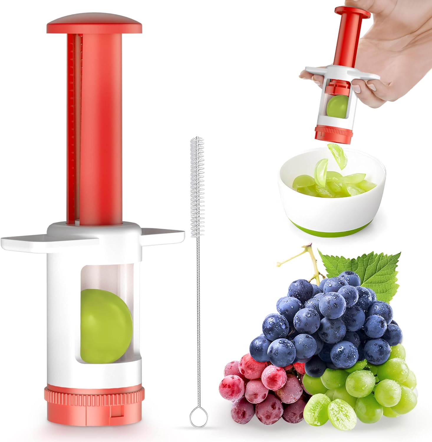 Skiennix Grapes Cutter for Toddlers | Safe Fruit & Veggie Slicer with Red CrossBlade - Ideal for Snacks & Salads