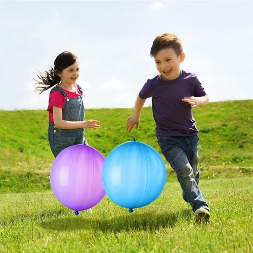 LEEZZIZZ Punch Balloons - 30Pcs Thickened Neon Party Favors for Kids | Heavy Duty with Rubber Band Handle