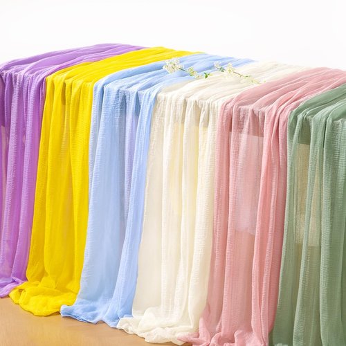 DeZerlor Blush Pink Cheesecloth Table Runner - 120-Inch Boho Gauze for Weddings & Events | 4-Pack