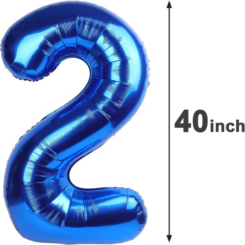 Giant Navy Blue 40-Inch Number 2 Balloons - Perfect for Birthday Celebrations & Anniversaries